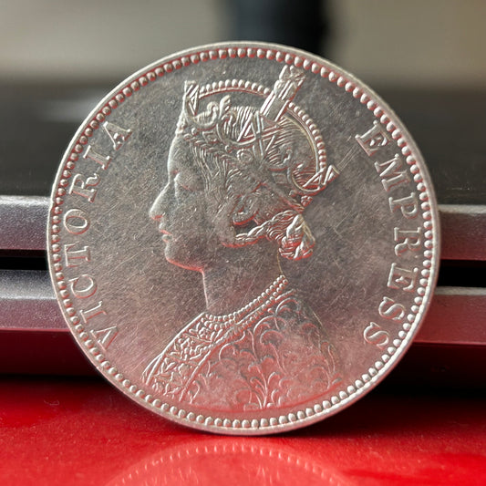 One Rupee 1892 Top Grade Silver Coin of Victoria Empress Collectible Coin of Maharaja Gagan Singh Princely State of Bikanir