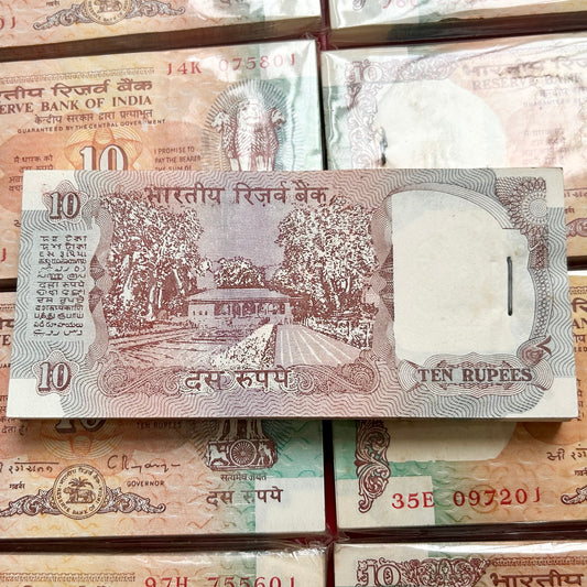 Extremely Rare Ten Rupee Shalimar Issue Bundle Governor C Rangarajan Serial Wise Gaddi 100 Notes Packet
