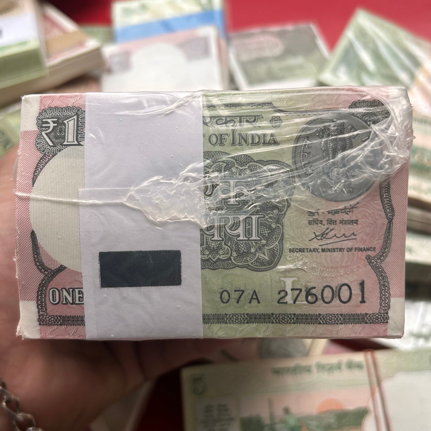 Extremely Rare 1 Rupee Sealed Packed RIM Total 1000 Fresh New Notes 10 Bundles RBI Sealed Packet