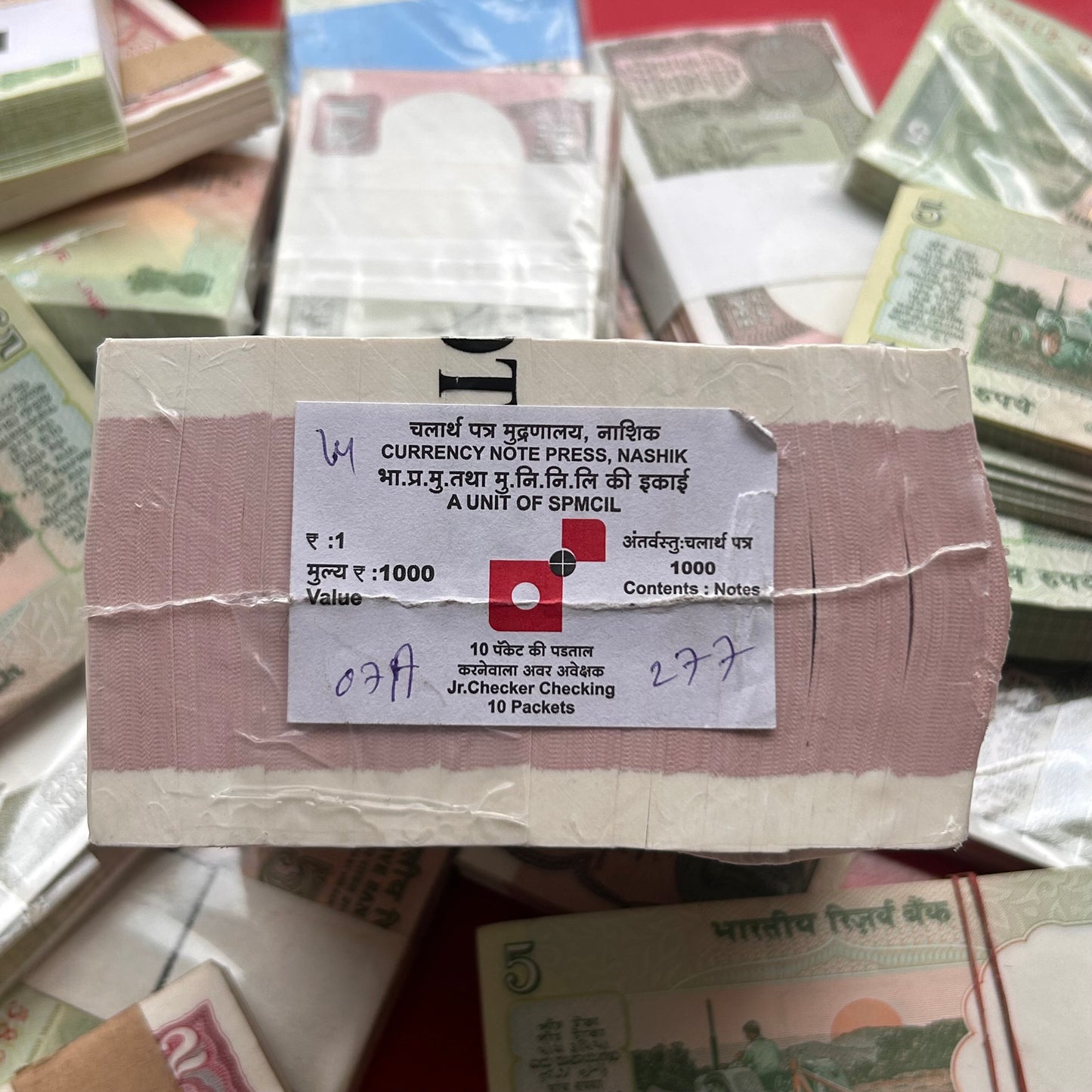 Extremely Rare 1 Rupee Sealed Packed RIM Total 1000 Fresh New Notes 10 Bundles RBI Sealed Packet