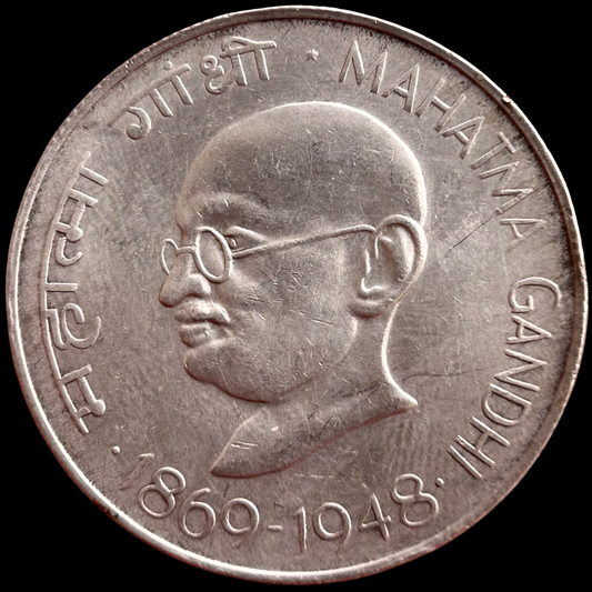 India’s First 10 Rupee Silver Coin of Commemorative issue Centennial Mahatma Gandhi’s Birth Collectible Coin of Republic India Bombay Mint