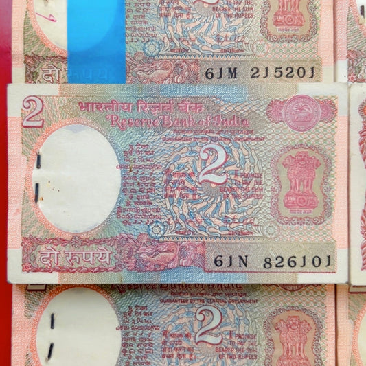 Rare 2 Rupee Satellite Bundle 100 Notes Serial Wise Packet