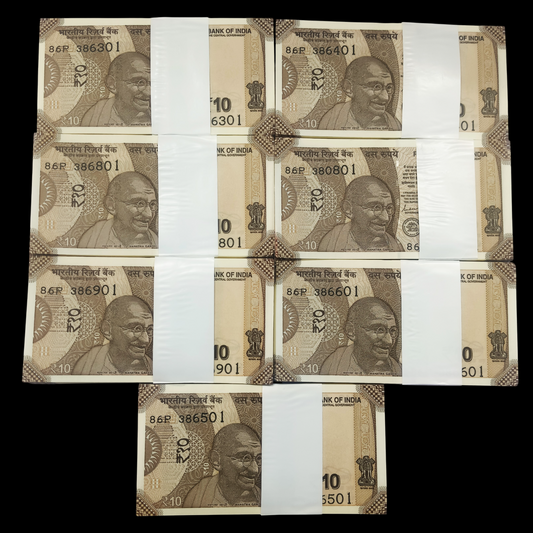 Most Valuable and Demanding 10 Rupees Fresh Bundle Serial Wise 100 Notes Sealed UNC Bundle 1 Packet Given