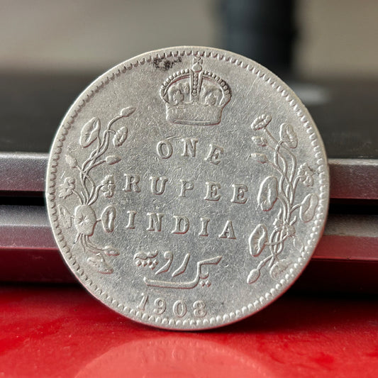 Most Rare 1908 One Rupee of Edward Vii King Emperor Silver 11.66 Gram British India Coin Same as per shown given