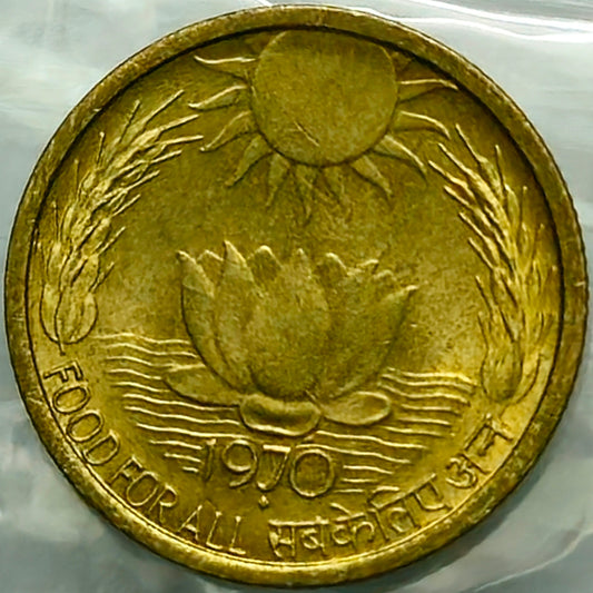 20 Paise 1970 Food For ALL Copper Coin Extremely Fine Grade Coin at Lowest Price