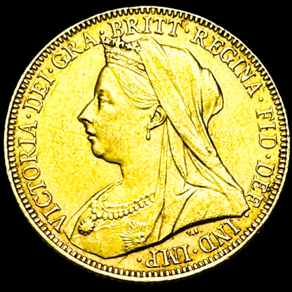 RARE Gold Coin of United Kingdom of 1 Sovereign 1901 Victoria 3rd Portrait Weight 7.99 gm