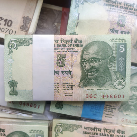 Rare💥 5 Rupee Tractor Issue Bundle Serial Wise 100 Notes Lowest Price Deal Signature Randomly Given