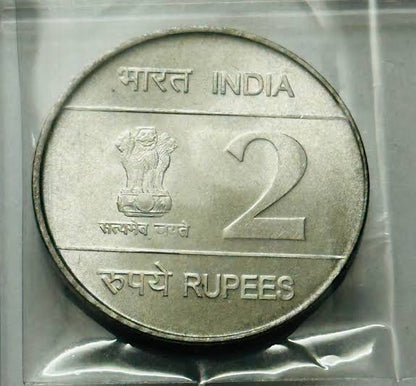 Extremely Rare 2 Rupees Indian Airforce BUNC Grade Commemorative Coin