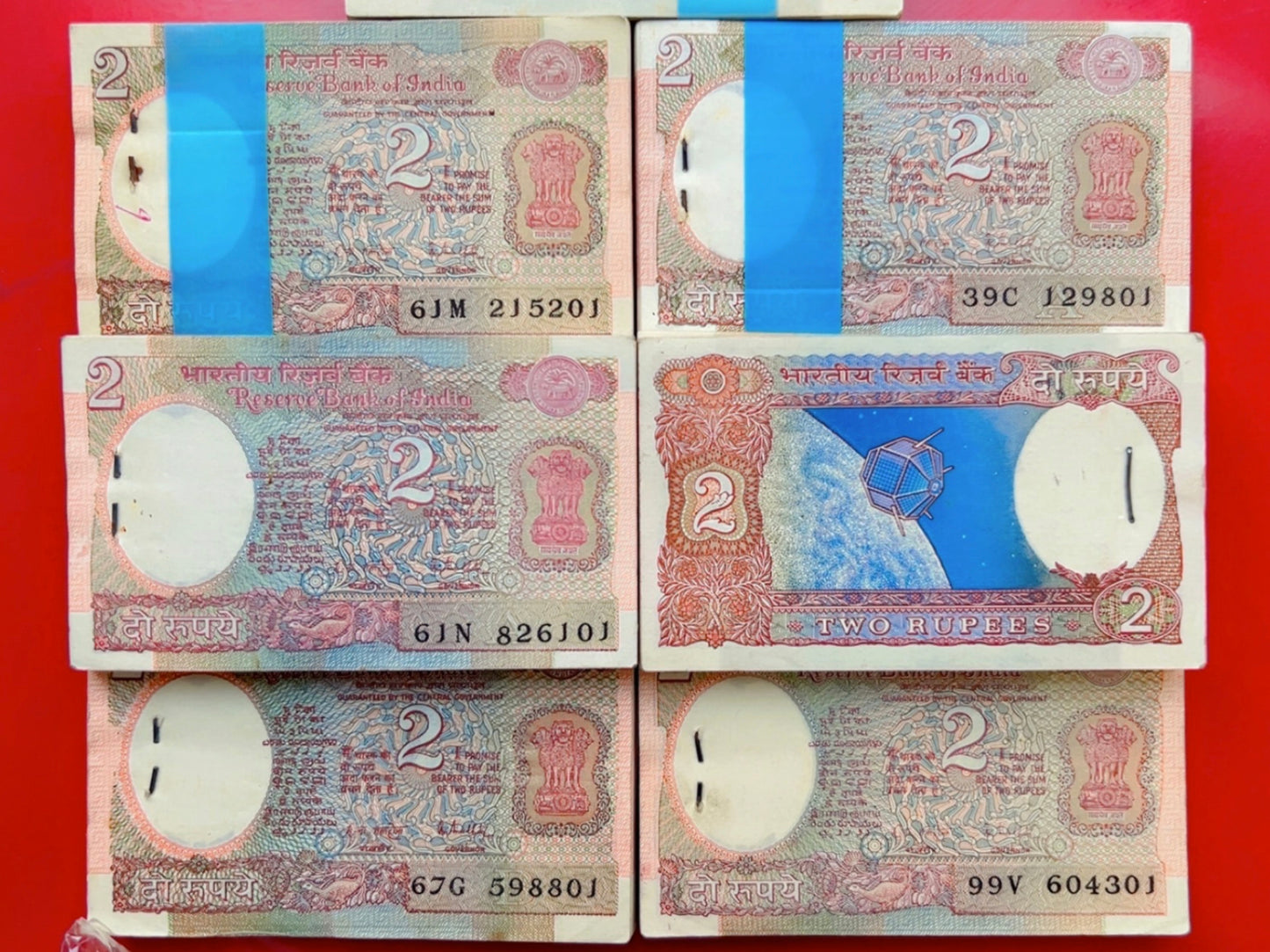 Rare 2 Rupee Satellite Bundle 100 Notes Serial Wise Packet