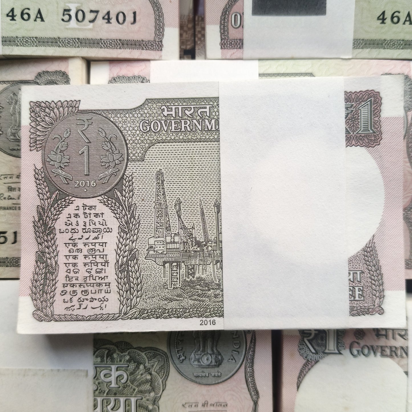 Most Demanding Rare One Rupee 2016. Bundle 100 Note Packet Serial Wise New Fresh Notes Sign By Ratan P Watal  Single Bundle Given