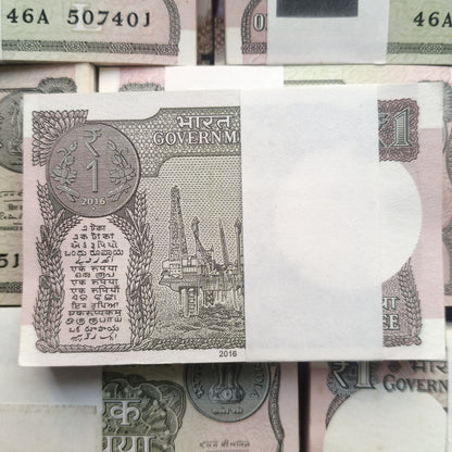 Most Demanding Rare One Rupee 2016. Bundle 100 Note Packet Serial Wise New Fresh Notes Sign By Ratan P Watal  Single Bundle Given