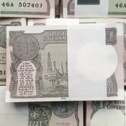 Most Demanding Rare One Rupee Bundle 100 Note Packet Serial Wise New Fresh Notes Sign By Ratan P Watal Year 2016 Single Bundle Given