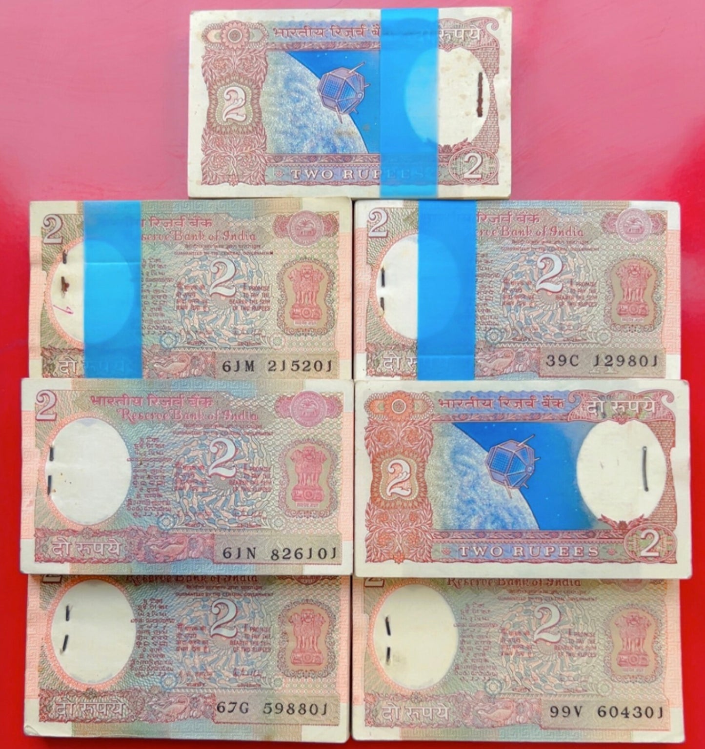 Rare 2 Rupee Satellite Bundle 100 Notes Serial Wise Packet
