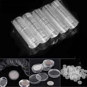 Coin Capsule 30 MM Diameter 100 Coin Capsules Box with White Pad Colour