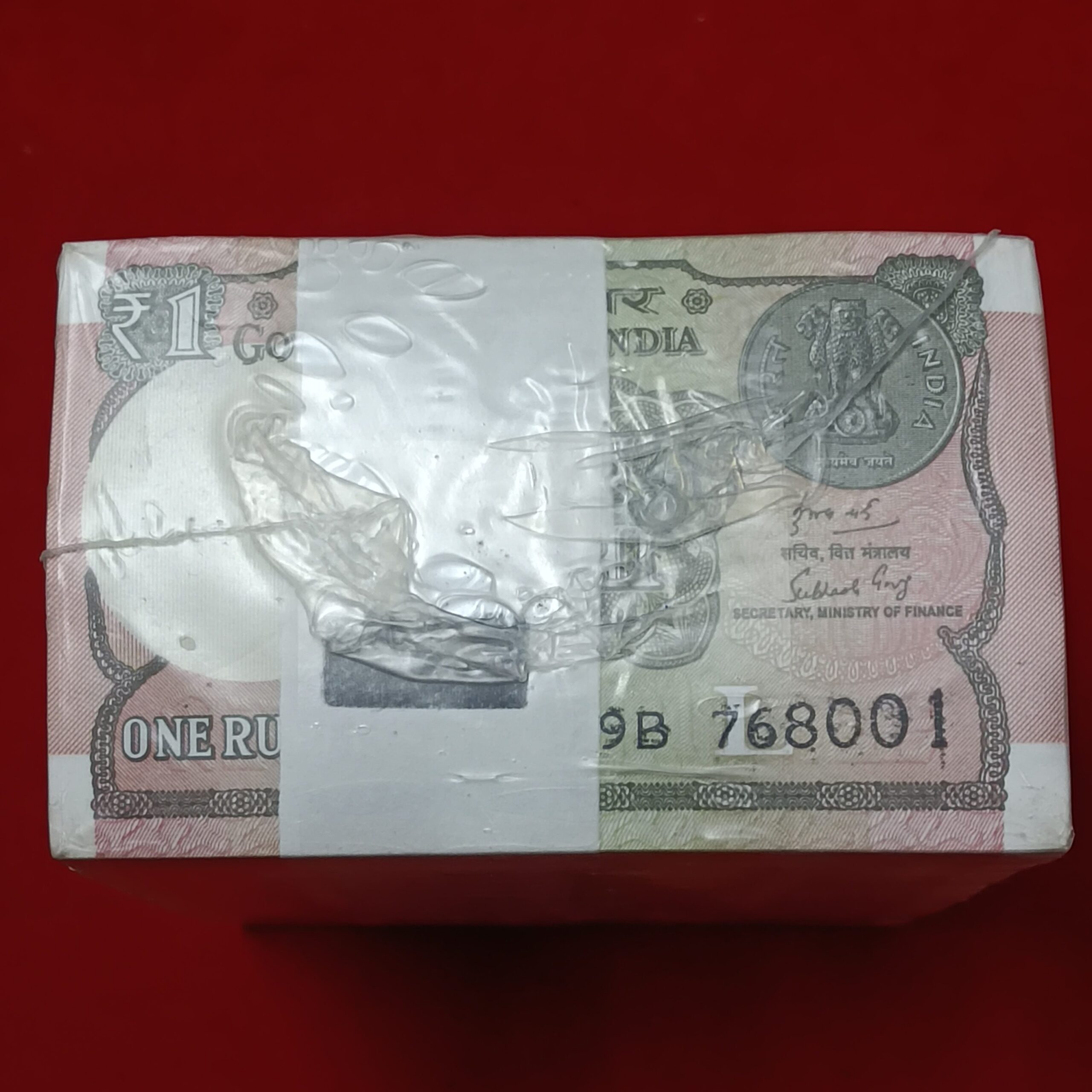 1 Rupee RIM 2019 — Finance Secretary Subhash Chandra Garg — Fancy Number 768001 — Sealed Pack of 1,000 Notes